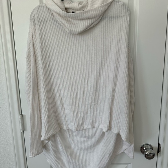 Saturday Sunday Anthropologie White Ribbed Cowl Neck Sweater - Picture 2 of 4